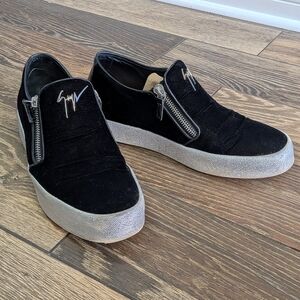 Giuseppe Zanotti Black Velvet & Silver Men's Sneakers